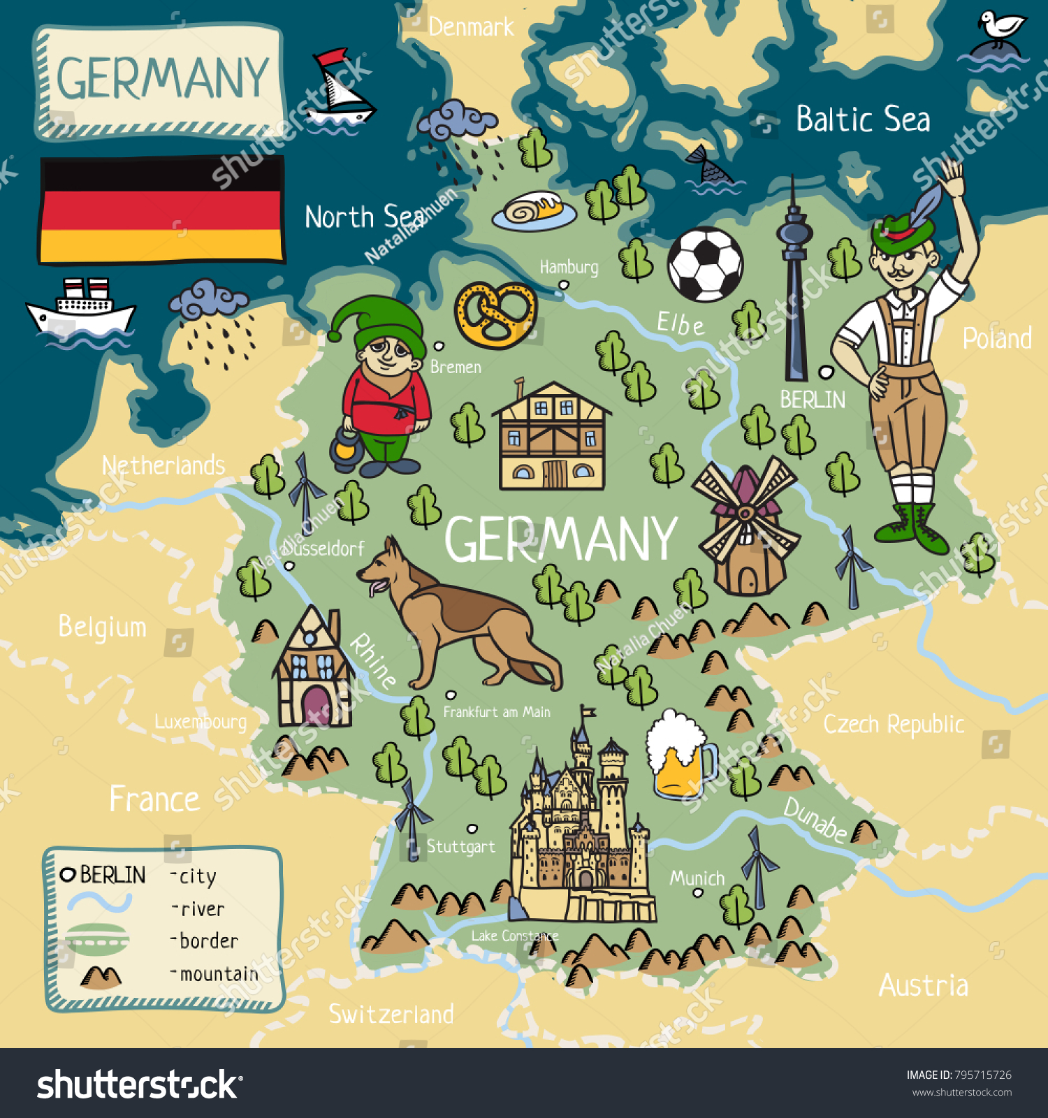 Cartoon Map Germany Stock Vector (Royalty Free) 795715726 | Shutterstock