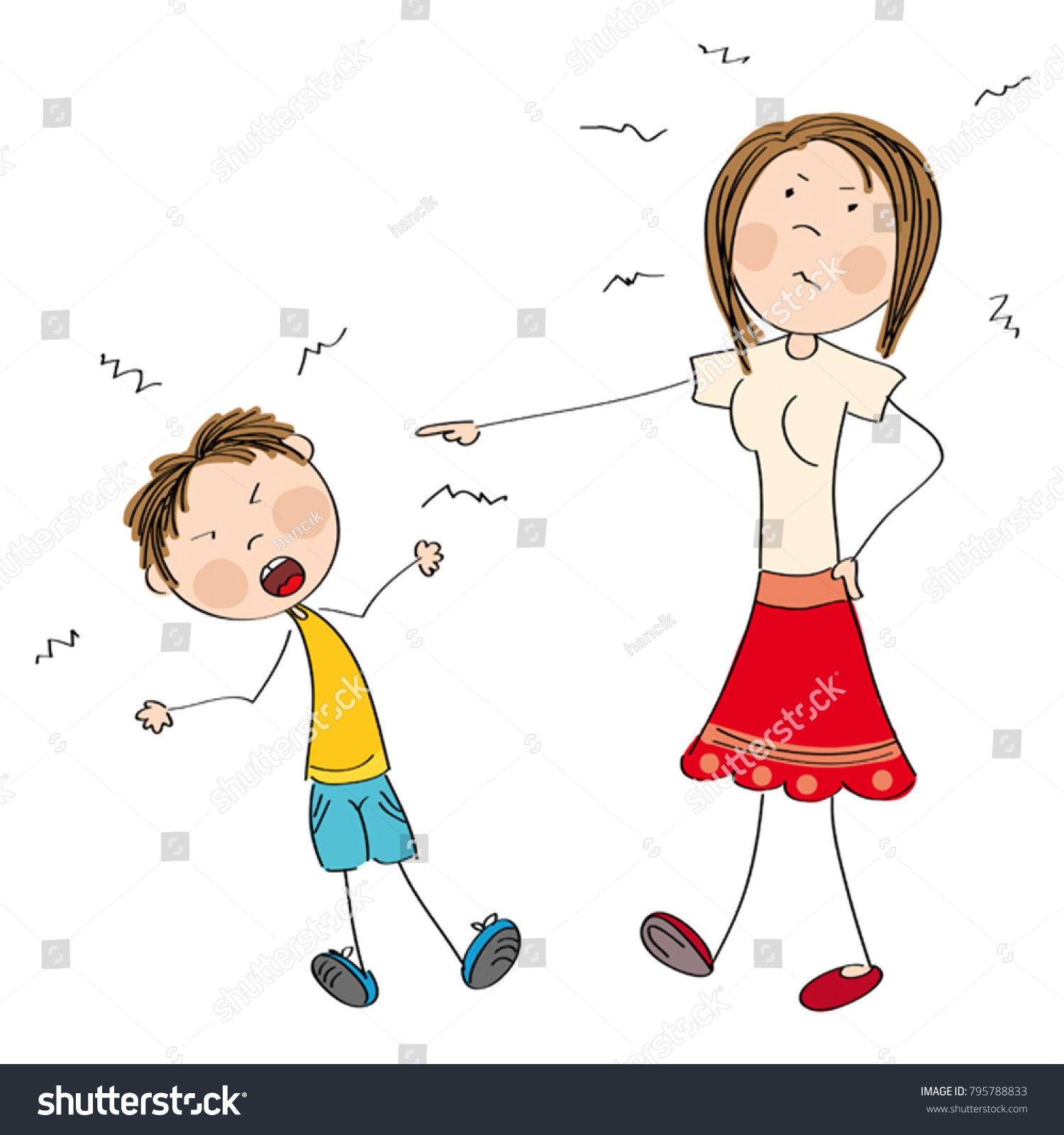 Mother Angry Her Naughty Son Telling Stock Vector (Royalty Free ...