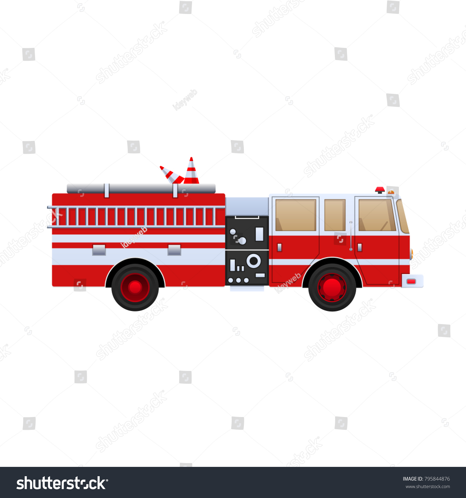 Fire Department Red Truck White Stripes Stock Vector (Royalty Free ...