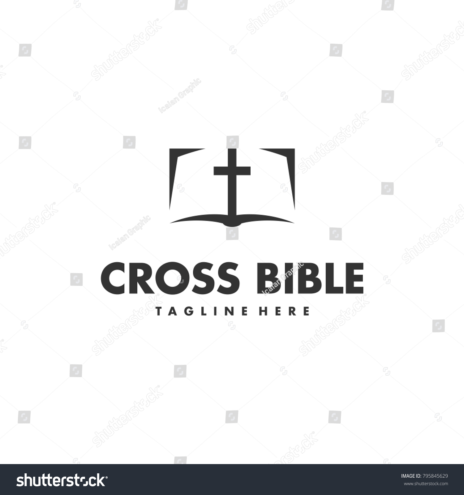 Cross Bible 2d Black White Logo Stock Vector (Royalty Free) 795845629 ...