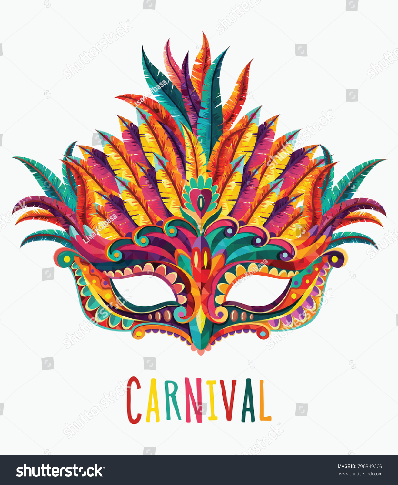 Happy Carnival Festive Concept Colorful Mask Stock Vector (Royalty Free ...