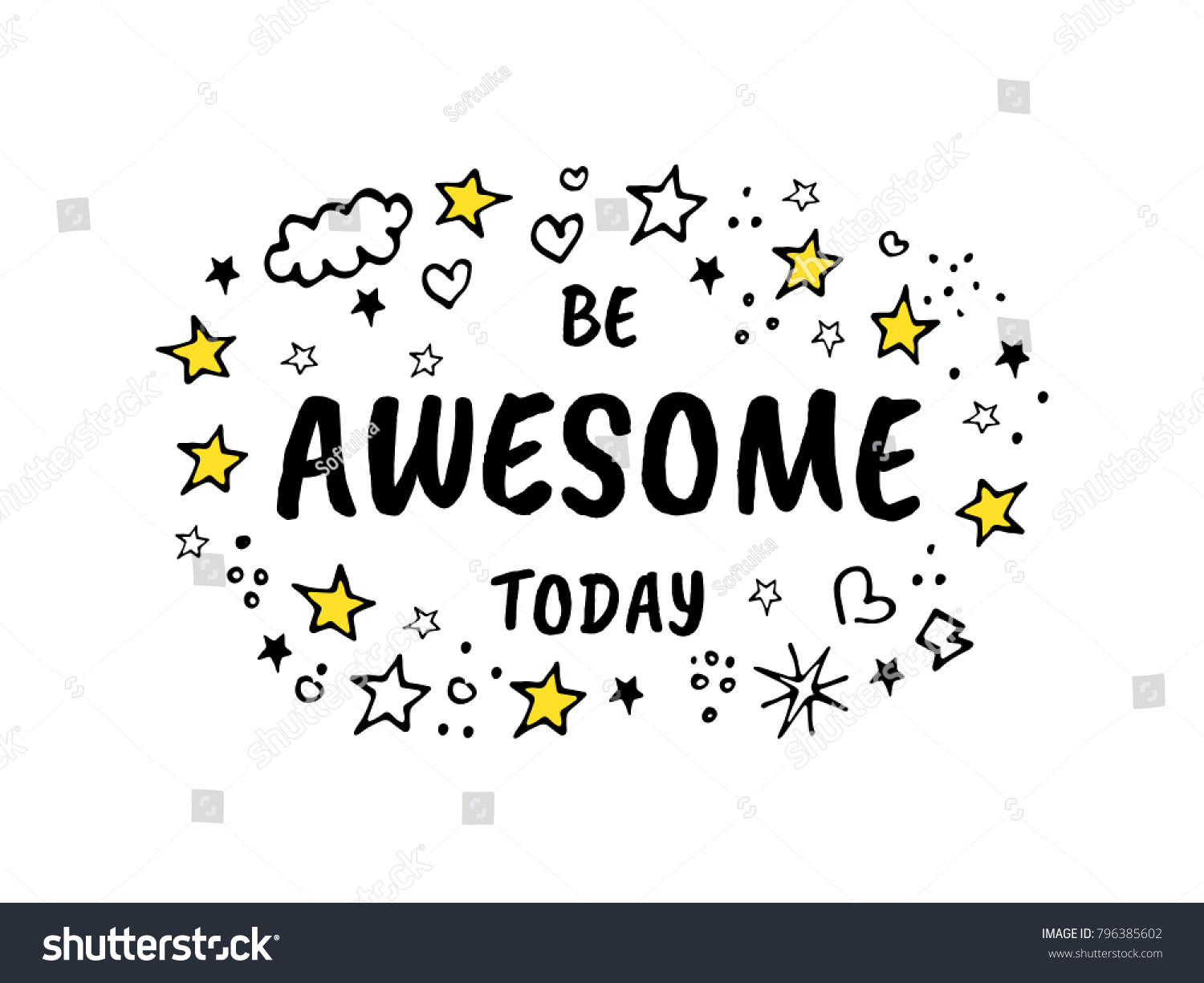 Be Awesome Today Vector Cartoon Sketch Stock Vector (Royalty Free ...