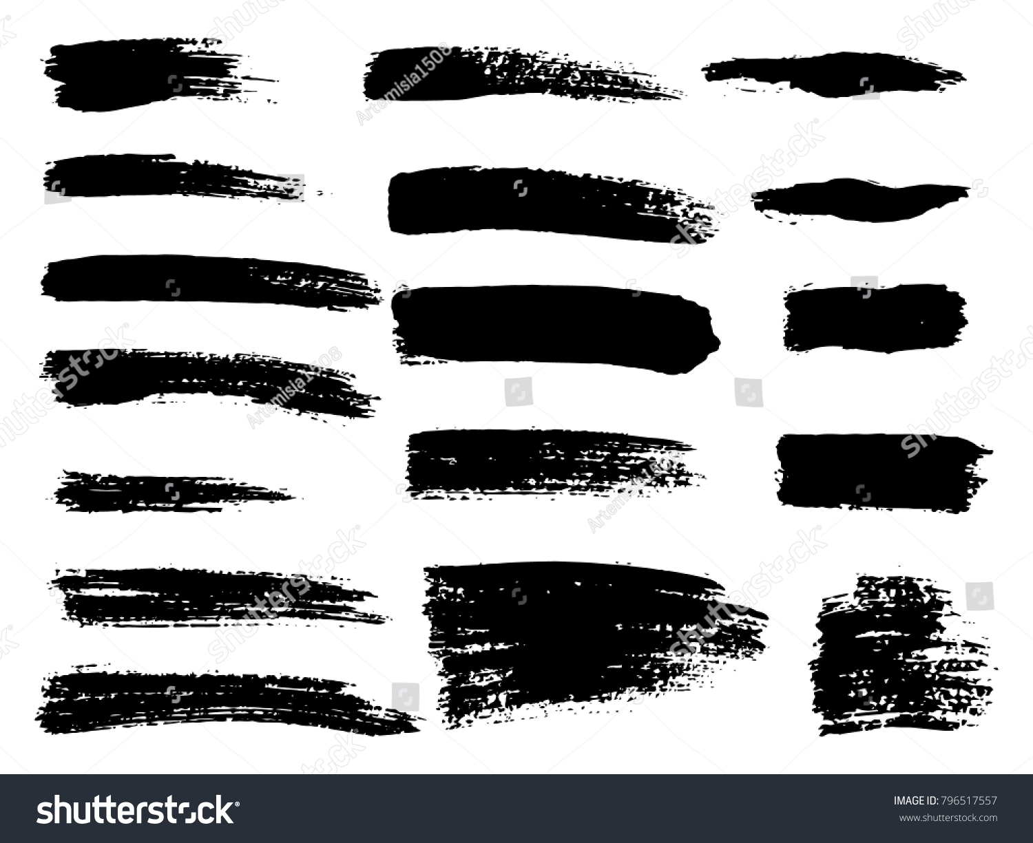 Painted Grunge Stripes Set Black Labels Stock Vector (Royalty Free ...