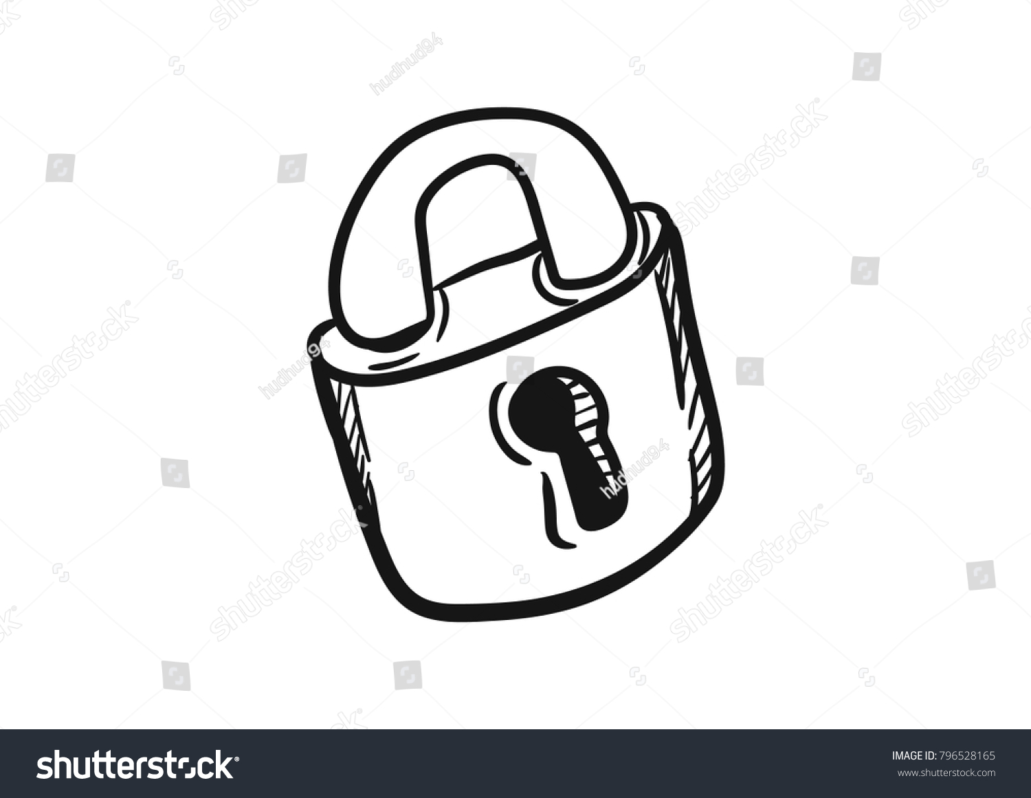Padlock Icon Vector Drawing Doodle Stock Vector (Royalty Free