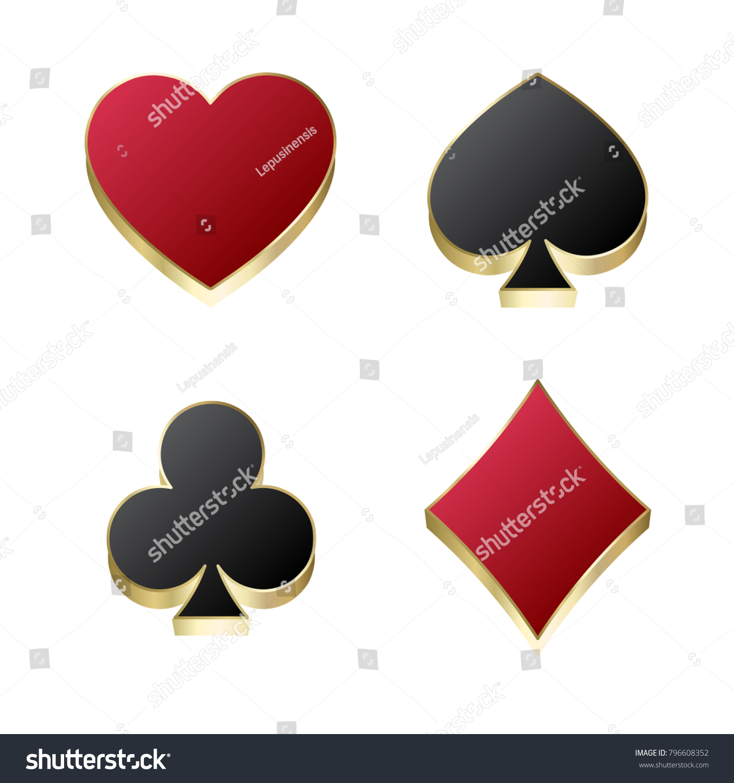 Suit Playing Cards Vector Illustration Symbols Stock Vector (Royalty ...