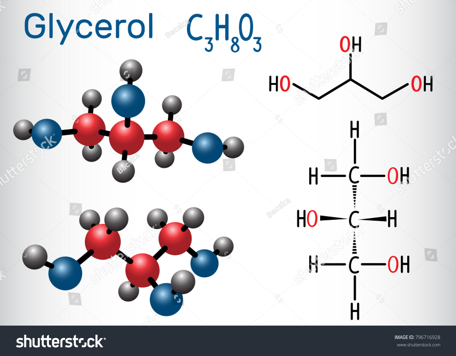 Glycerol Glycerine Molecule Structural Chemical Formula Stock Vector ...