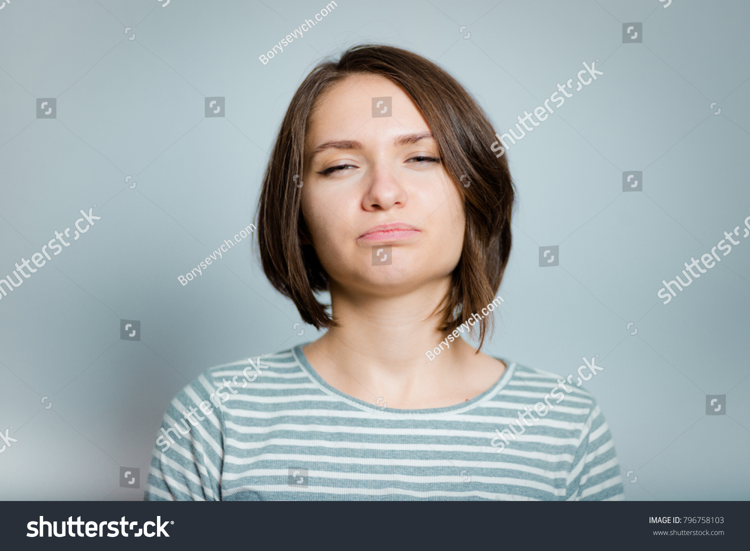 Beautiful Young Woman Looking Contempt Isolated Stock Photo 796758103 ...