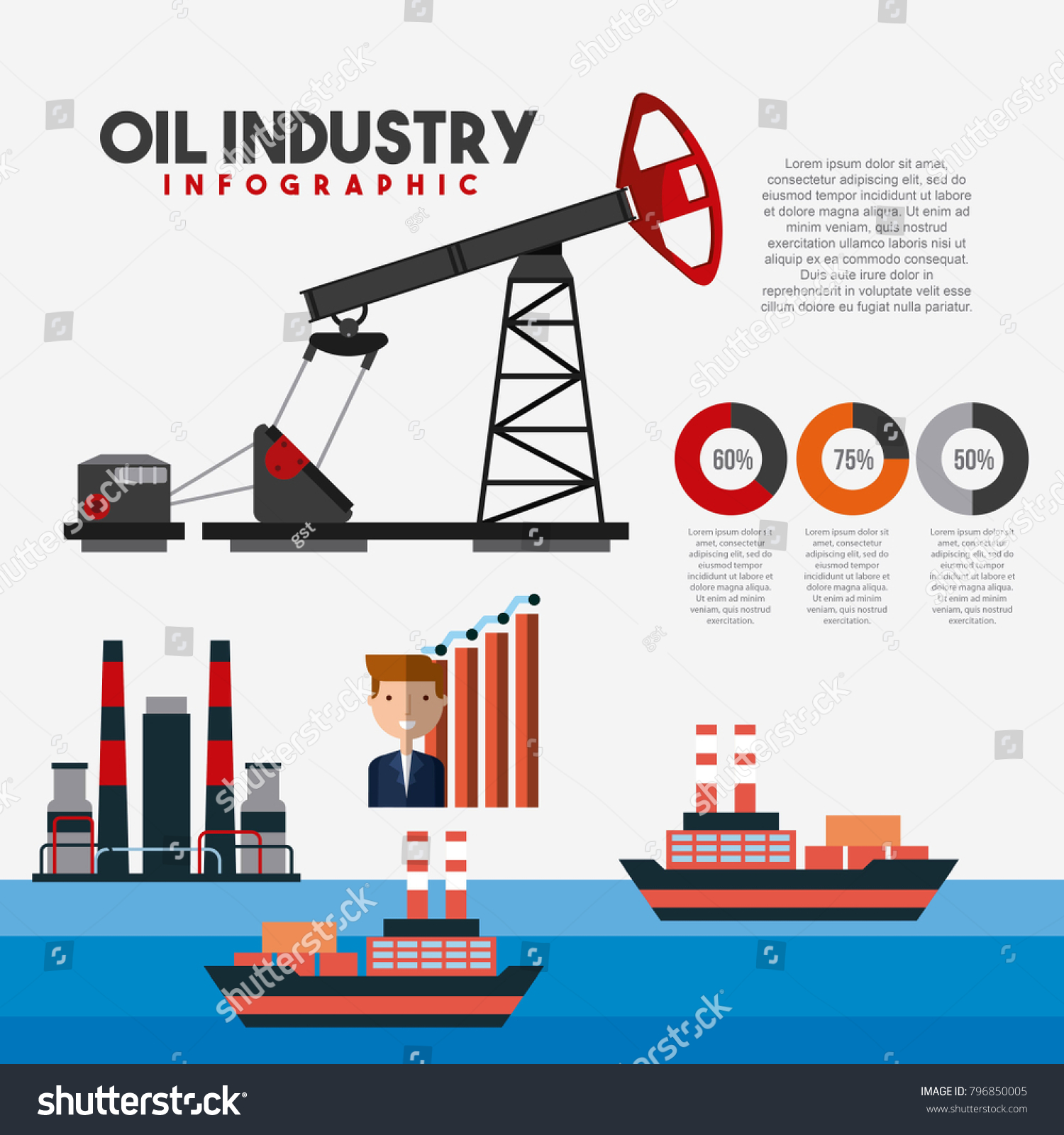 Oil Industry Infographic Transport Logistics Extraction Stock Vector ...