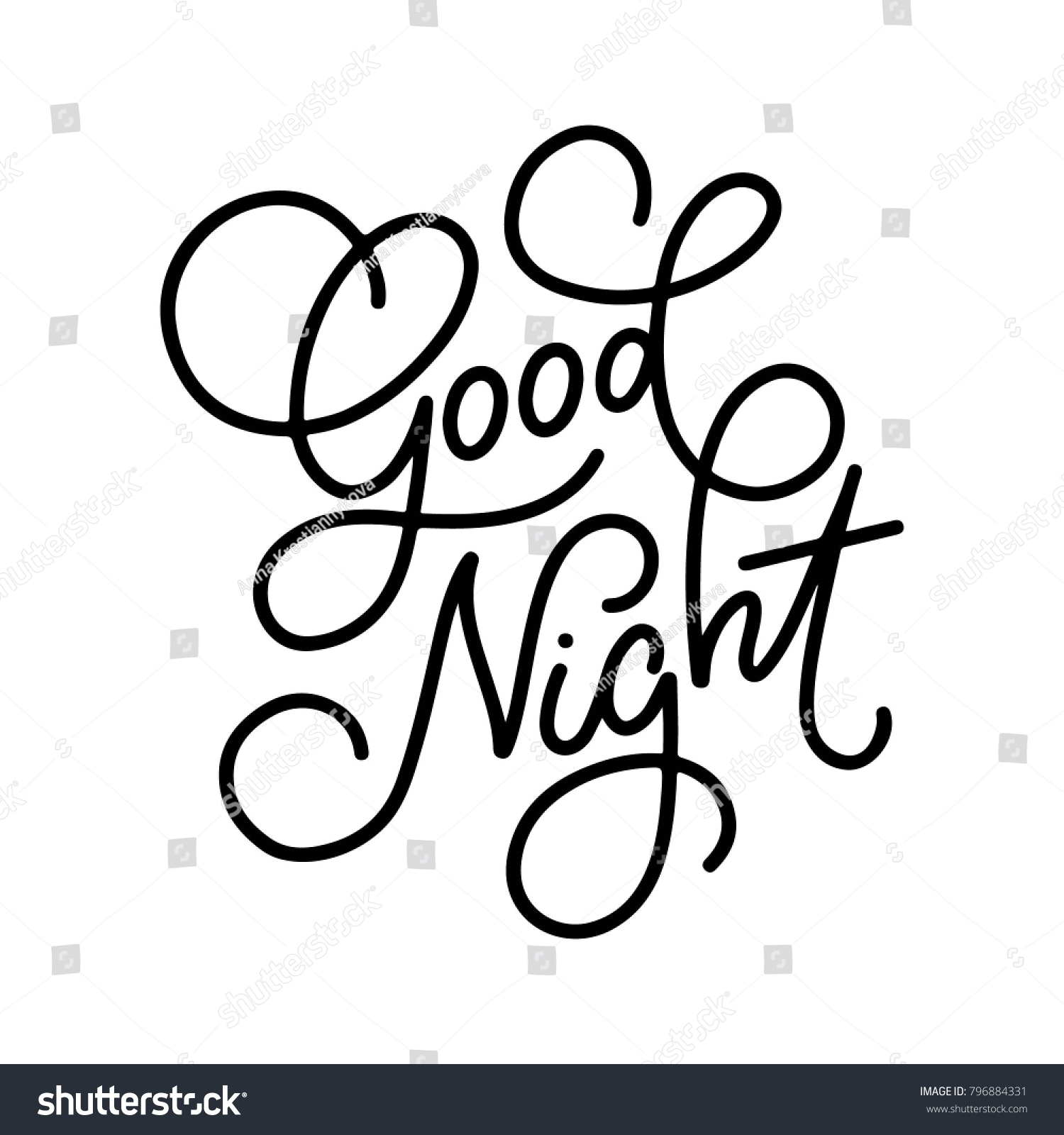 Good Night Hand Lettered Vector Calligraphy Stock Vector (Royalty Free ...