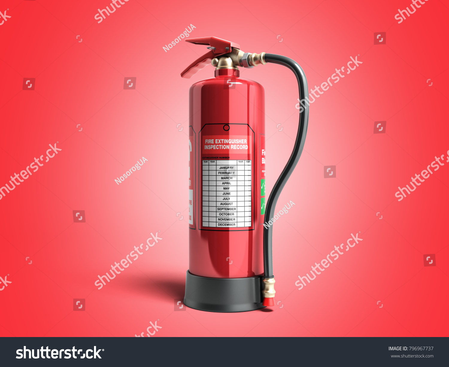 fire-extinguisher-inspection-record-3d-render-stock-illustration