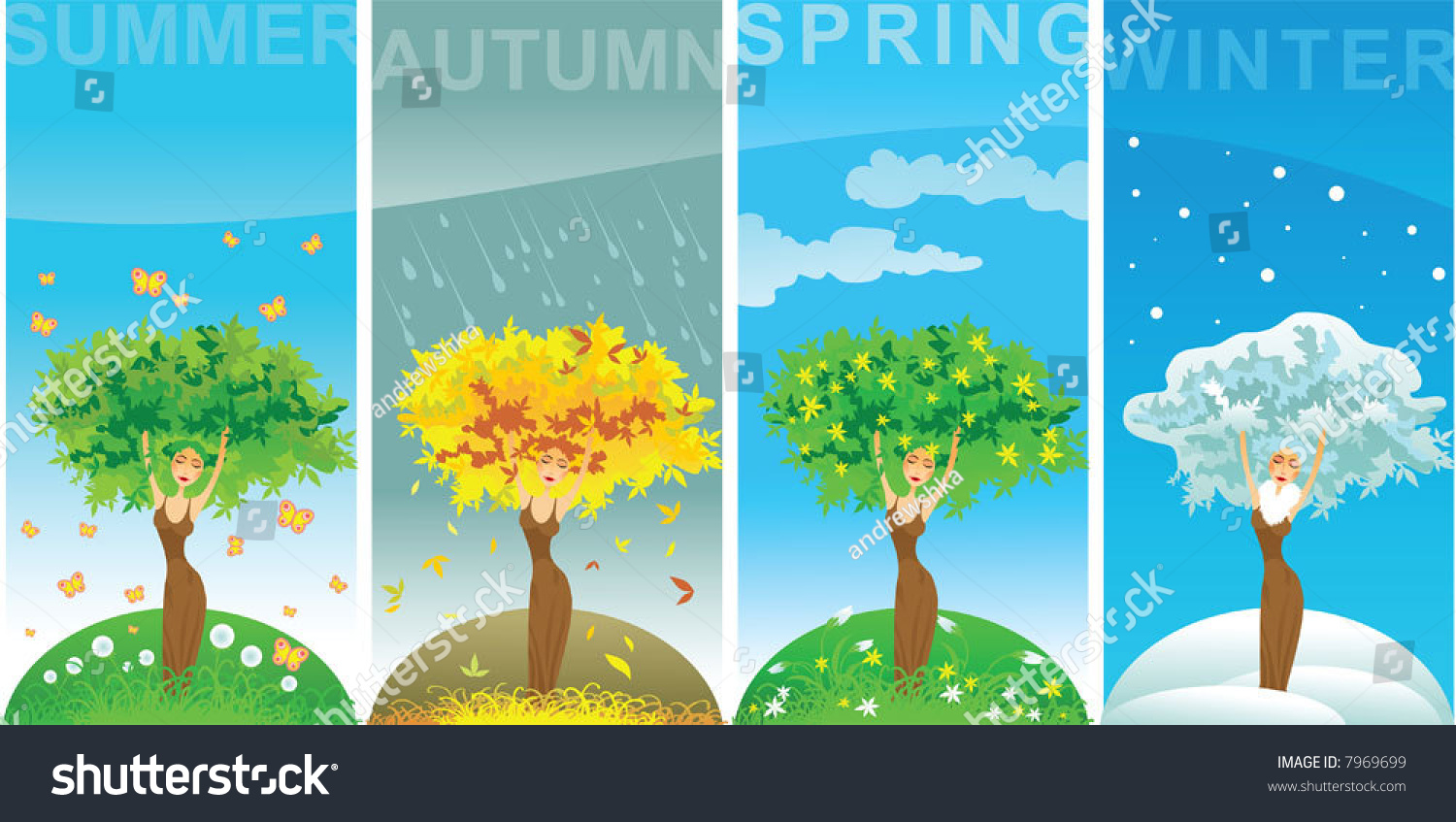 Four Season Woman Tree Stock Vector (Royalty Free) 7969699 | Shutterstock