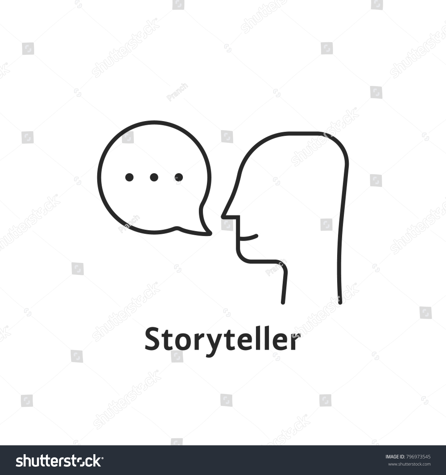 Thin Line Storyteller Black Icon Concept Stock Vector (Royalty Free ...