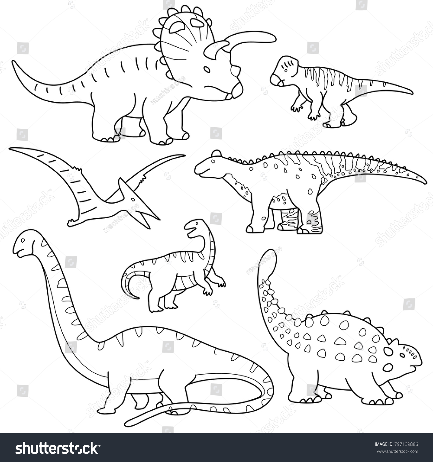 Dinosaurs Drawn Illustration Stock Vector (Royalty Free) 797139886 ...