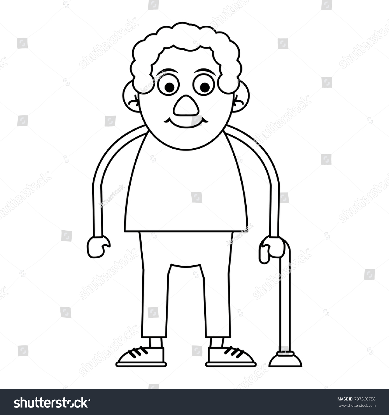 Cute Grandfather Cartoon Walking Stick Stock Vector Royalty Free 797366758 Shutterstock