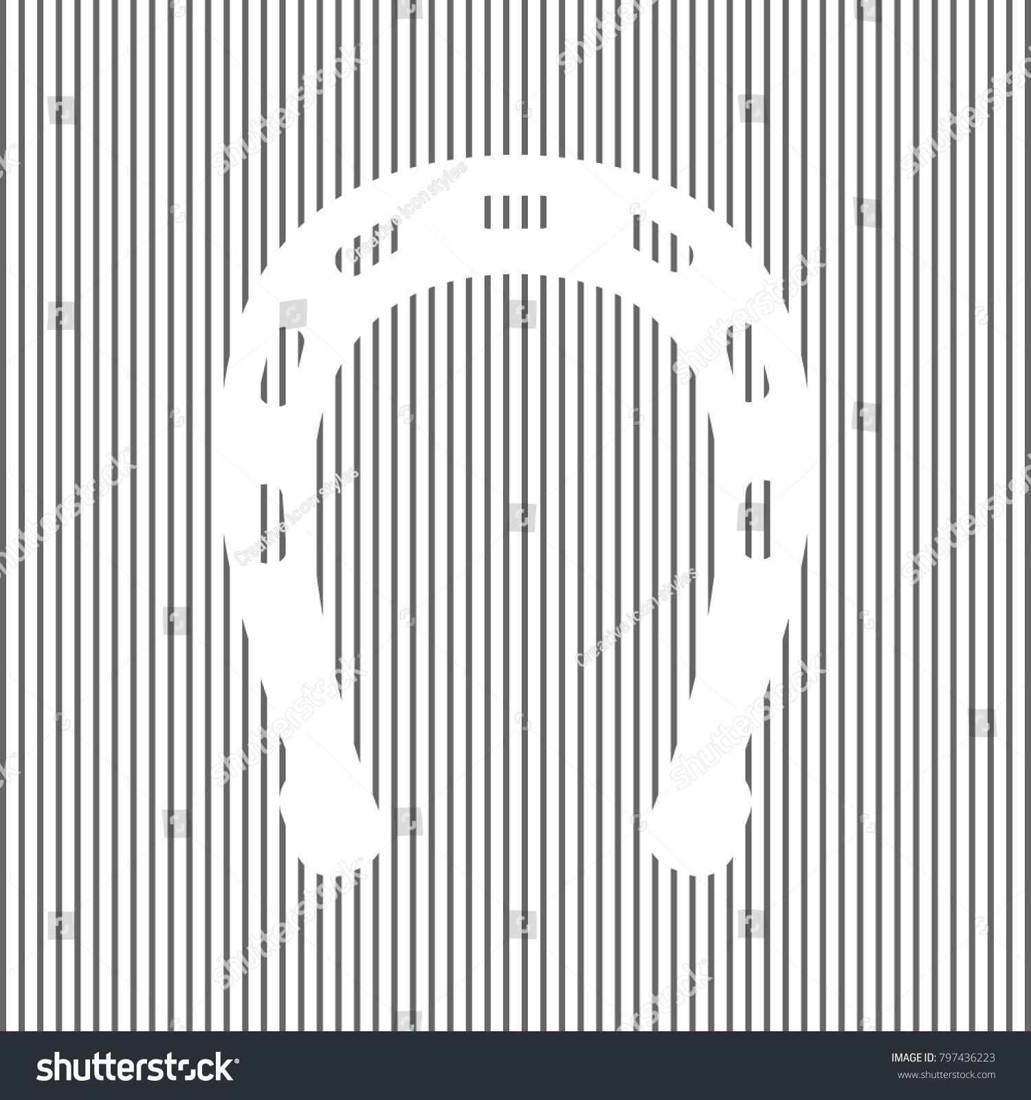 Stock Vector Horseshoe Sign Illustration Vector White Icon On Grayish Striped Background Optical Illusion 797436223 