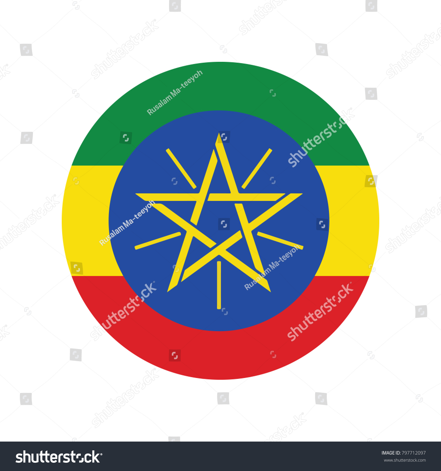 Ethiopia Flag Glossy Round Button Icon Stock Vector (Royalty Free ...