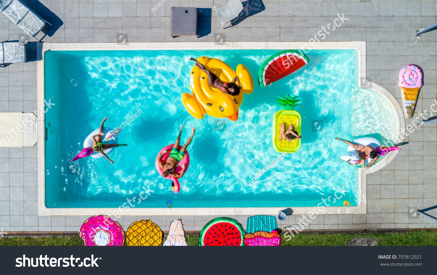 Happy People Partying Exclusive Swimming Pool Stock Photo 797812921 ...