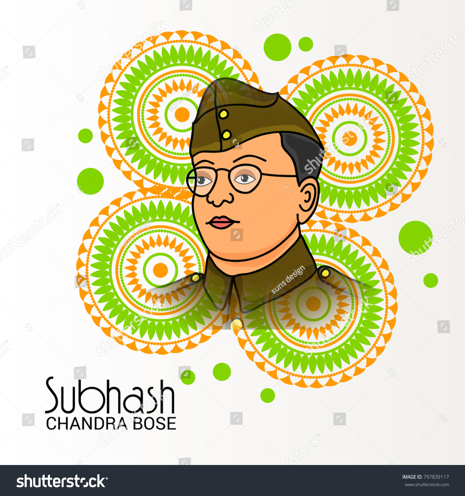 Vector Illustration Background Netaji Subhash Chandra Stock Vector ...