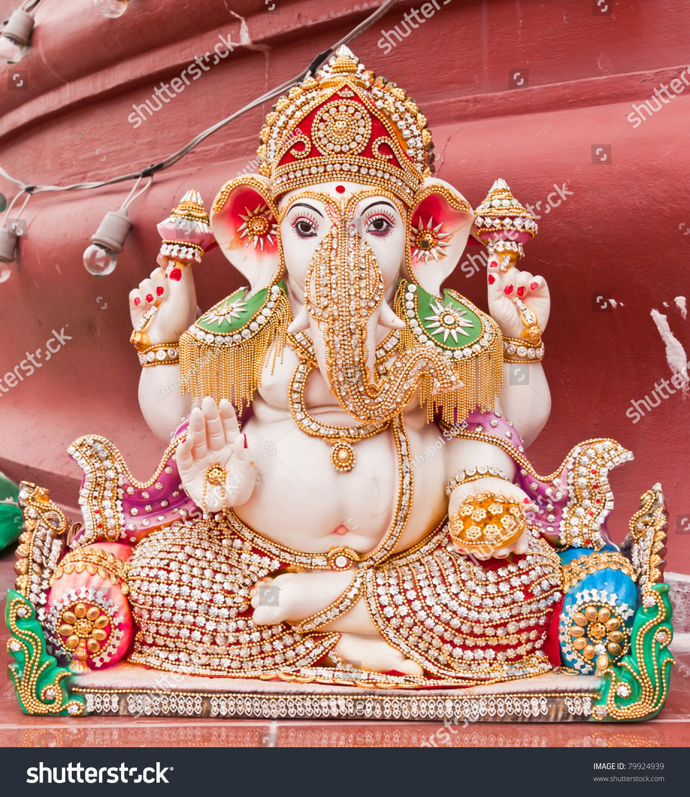 White Ganesha Statue Sitting Action Many Stock Photo 79924939 ...