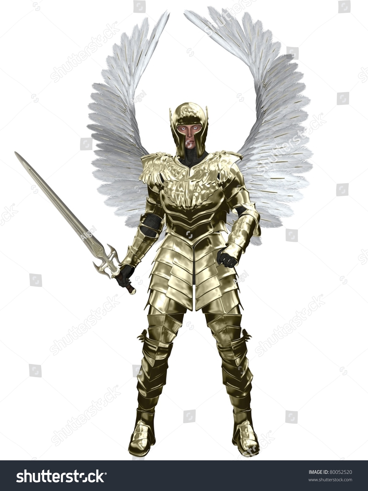 Archangel Michael Golden Armour Carrying Sword Stock Illustration ...