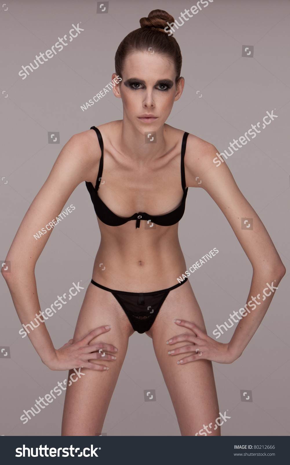 Beautiful Skinny Woman Wearing Black pic
