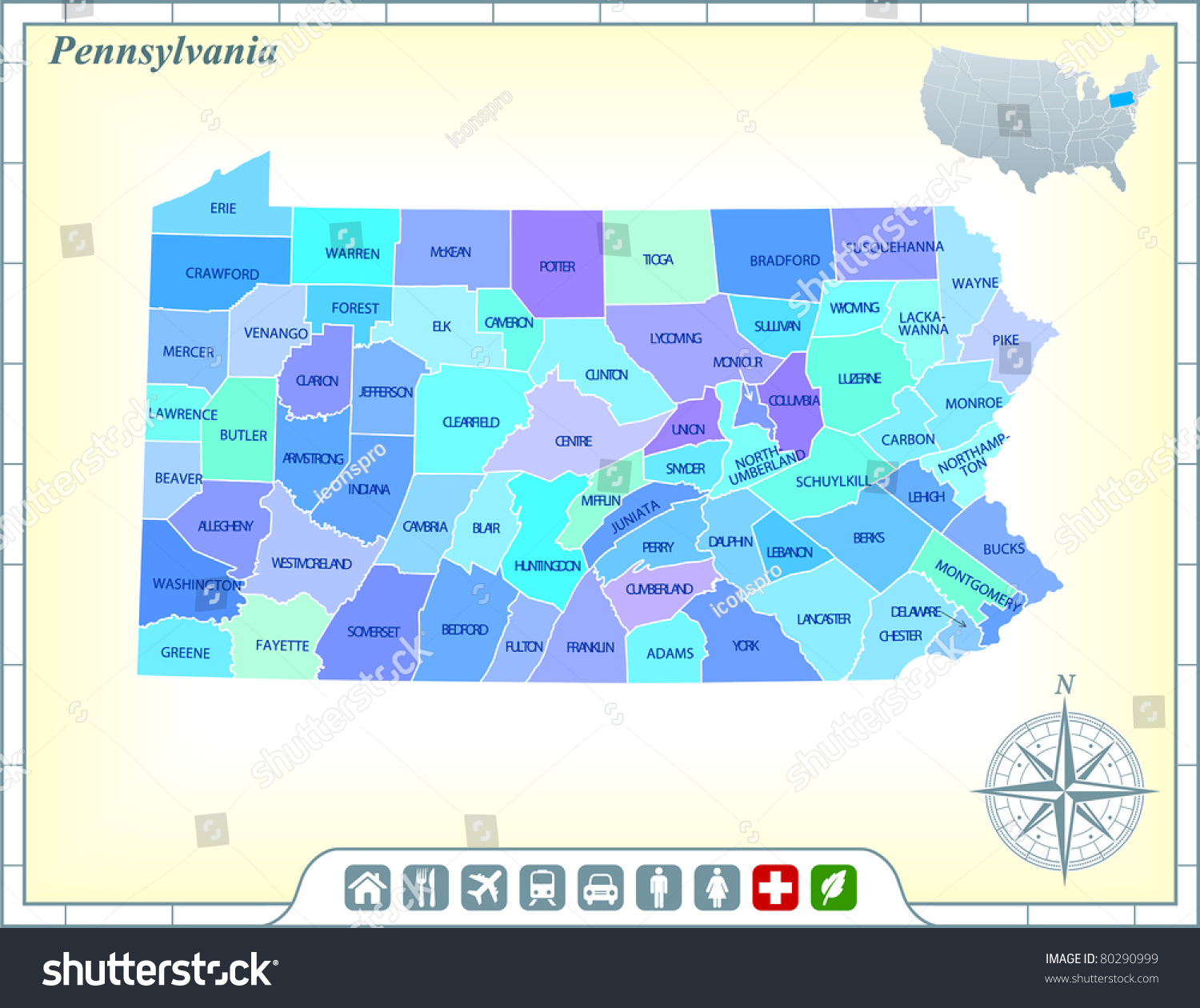 Pennsylvania State Map Community Assistance Activates Stock Vector ...