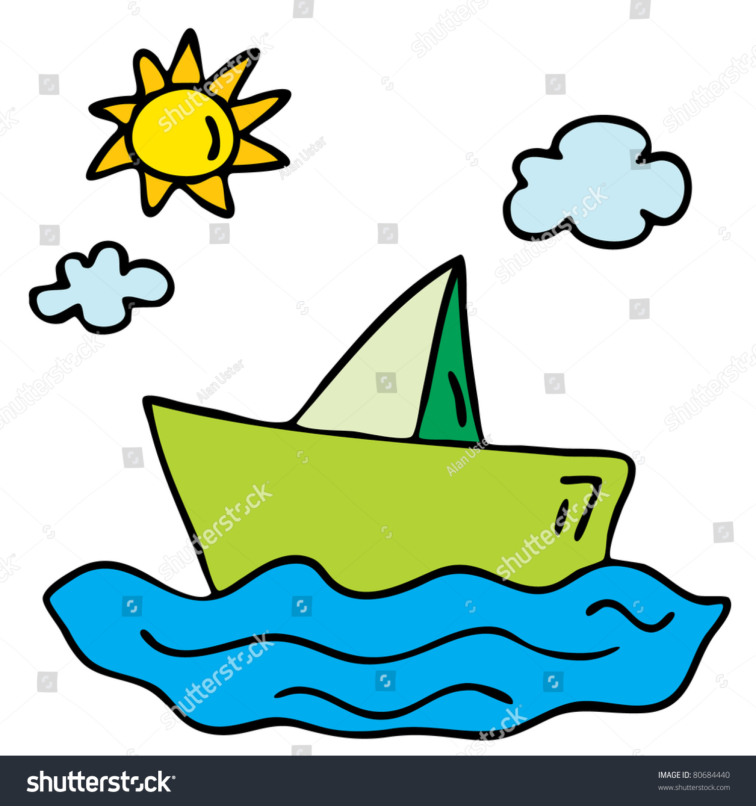 Кораблик в луже иллюстрация