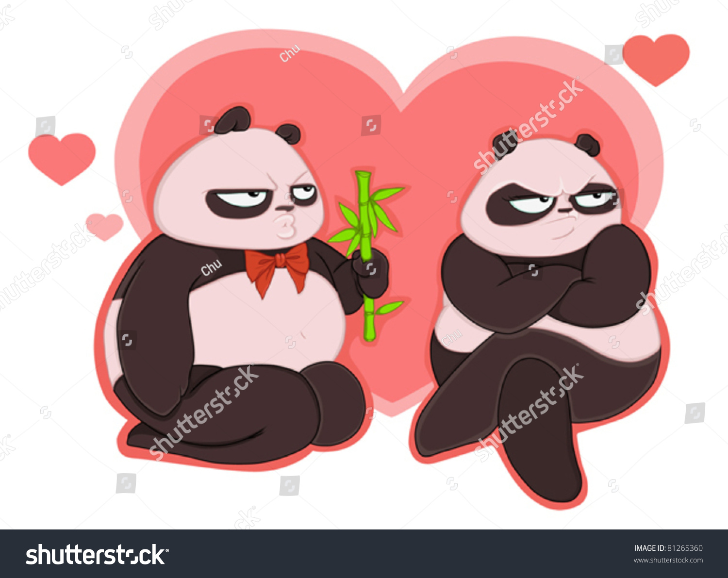 Две панды обнимаются арт