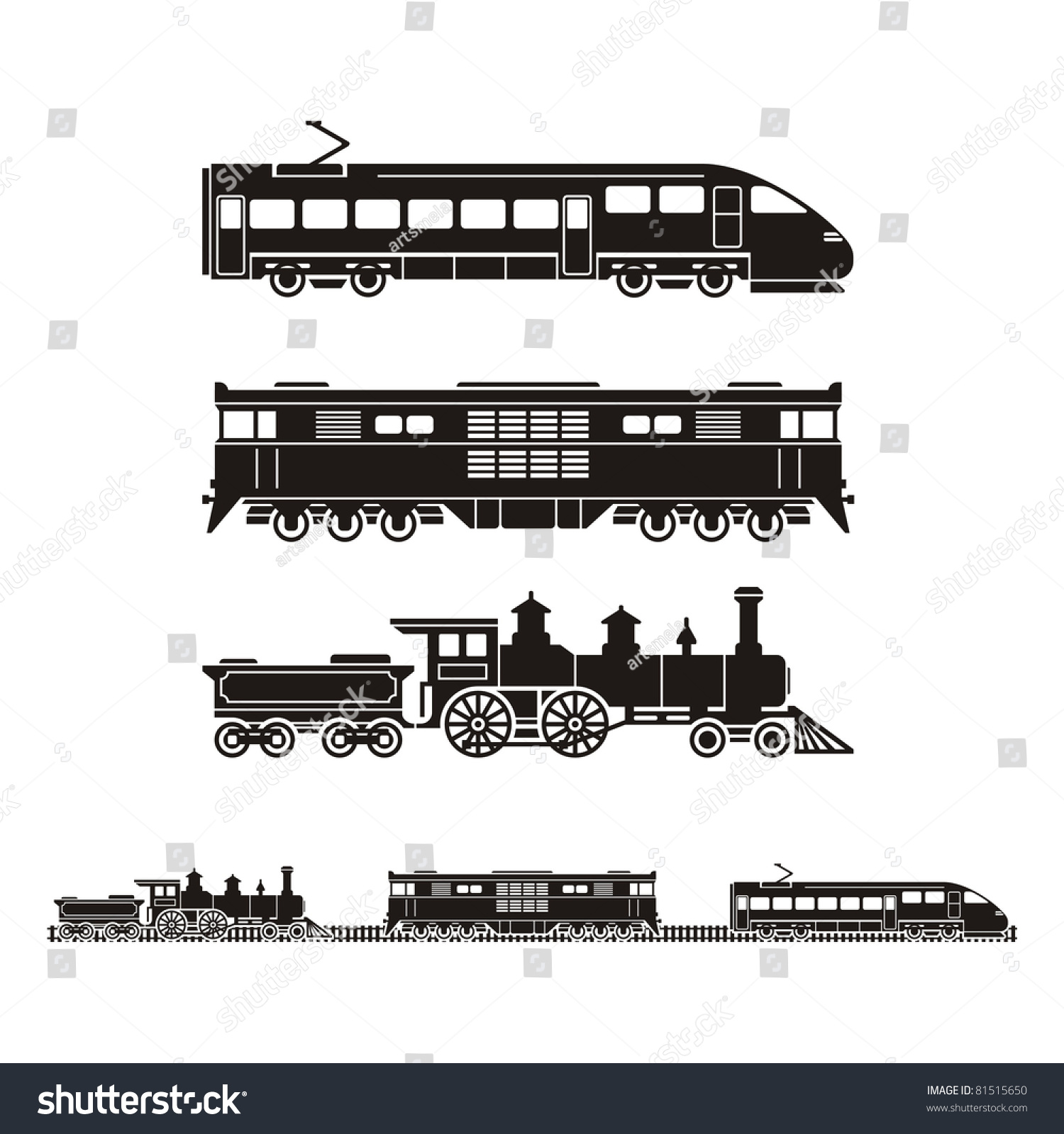 Set Trains Different Time Stock Vector (Royalty Free) 81515650 ...