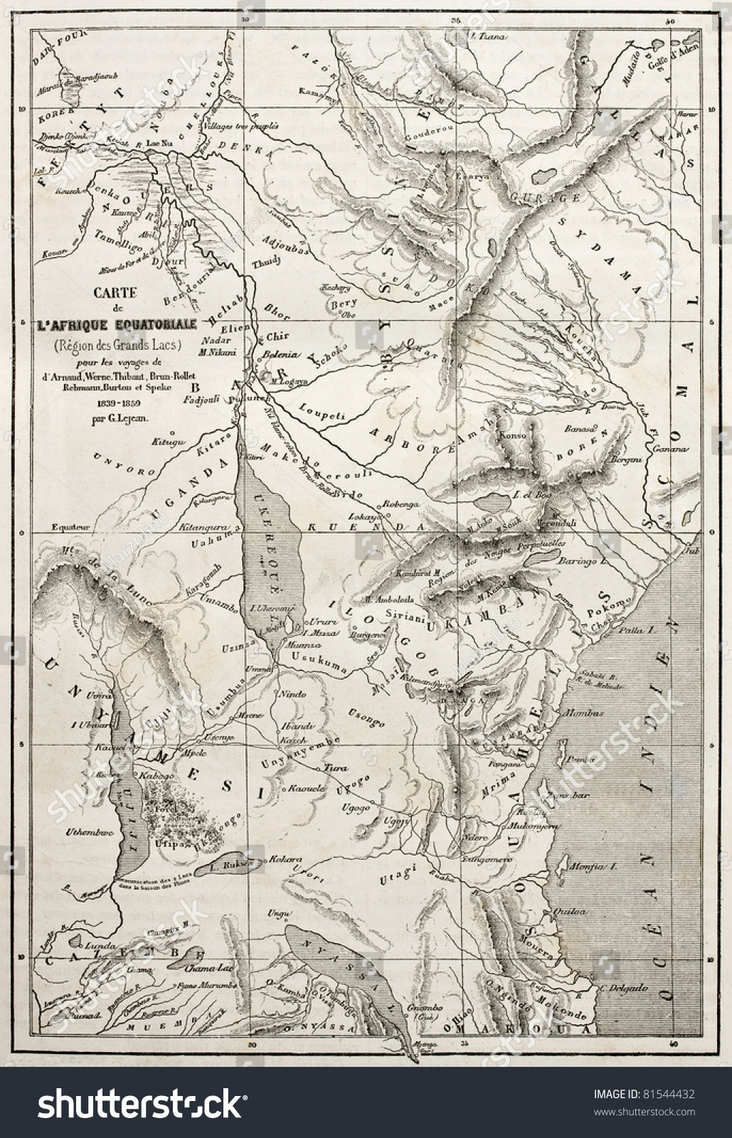 Old Map Equatorial Africa Engraved By Stock Photo 81544432 | Shutterstock