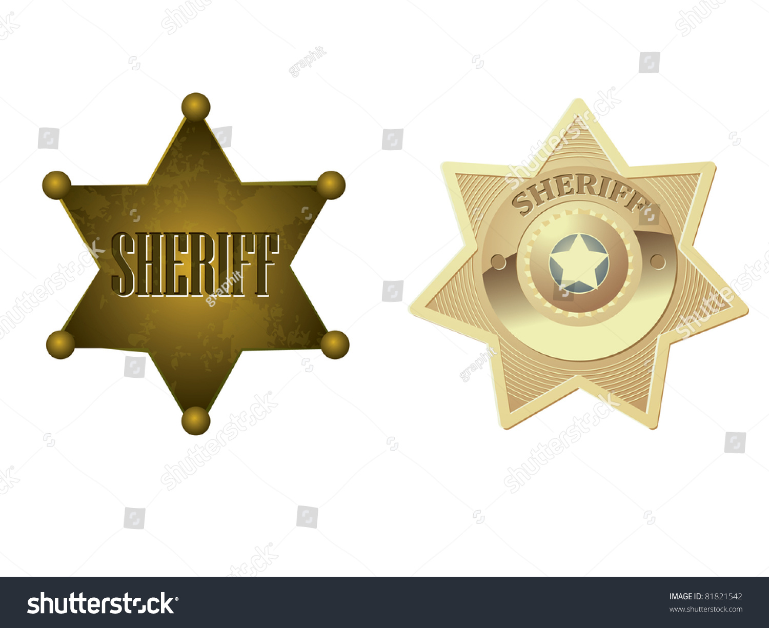 Golden Sheriff Badge Stock Vector (Royalty Free) 81821542 | Shutterstock