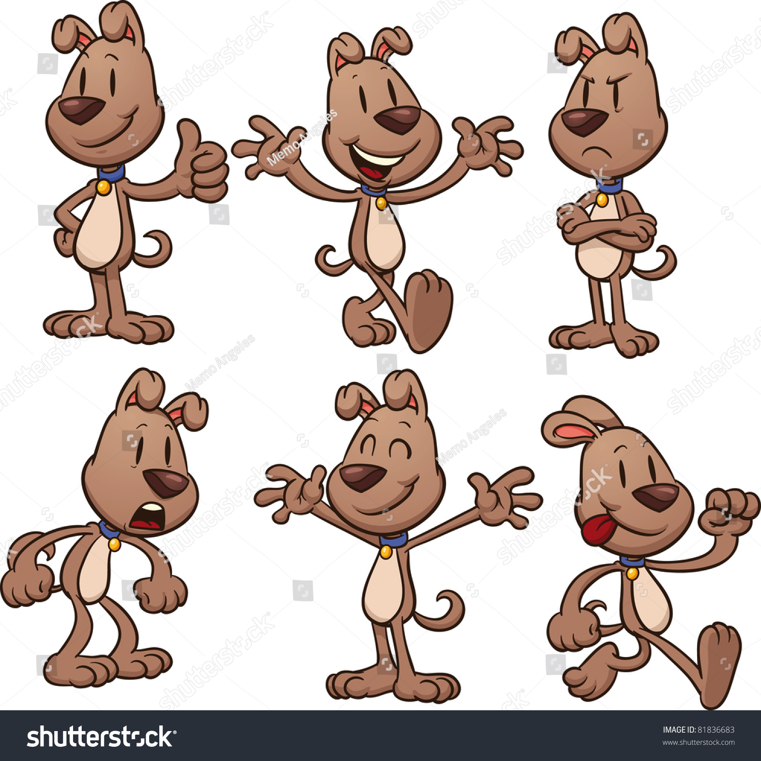 Cute Cartoon Brown Dogs Vector Illustration Stock Vector (Royalty Free ...