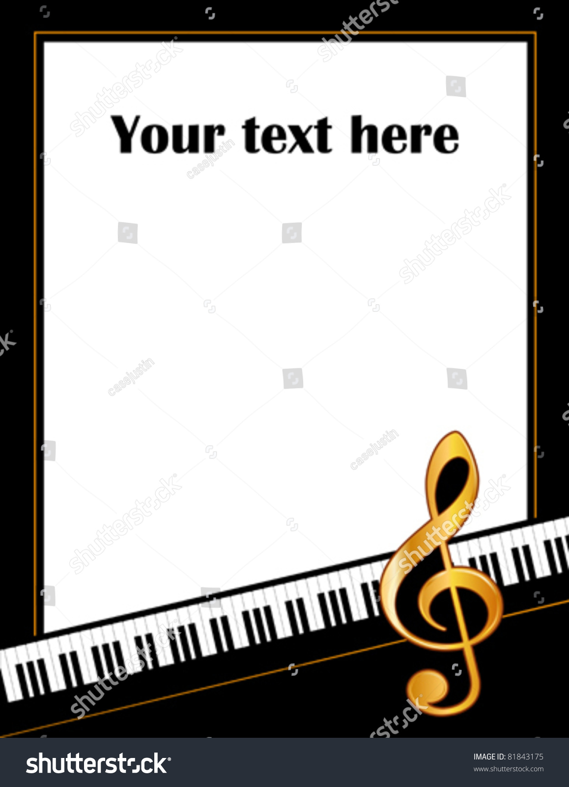 Music Poster Piano Keyboard Gold Treble Stock Vector (Royalty Free ...