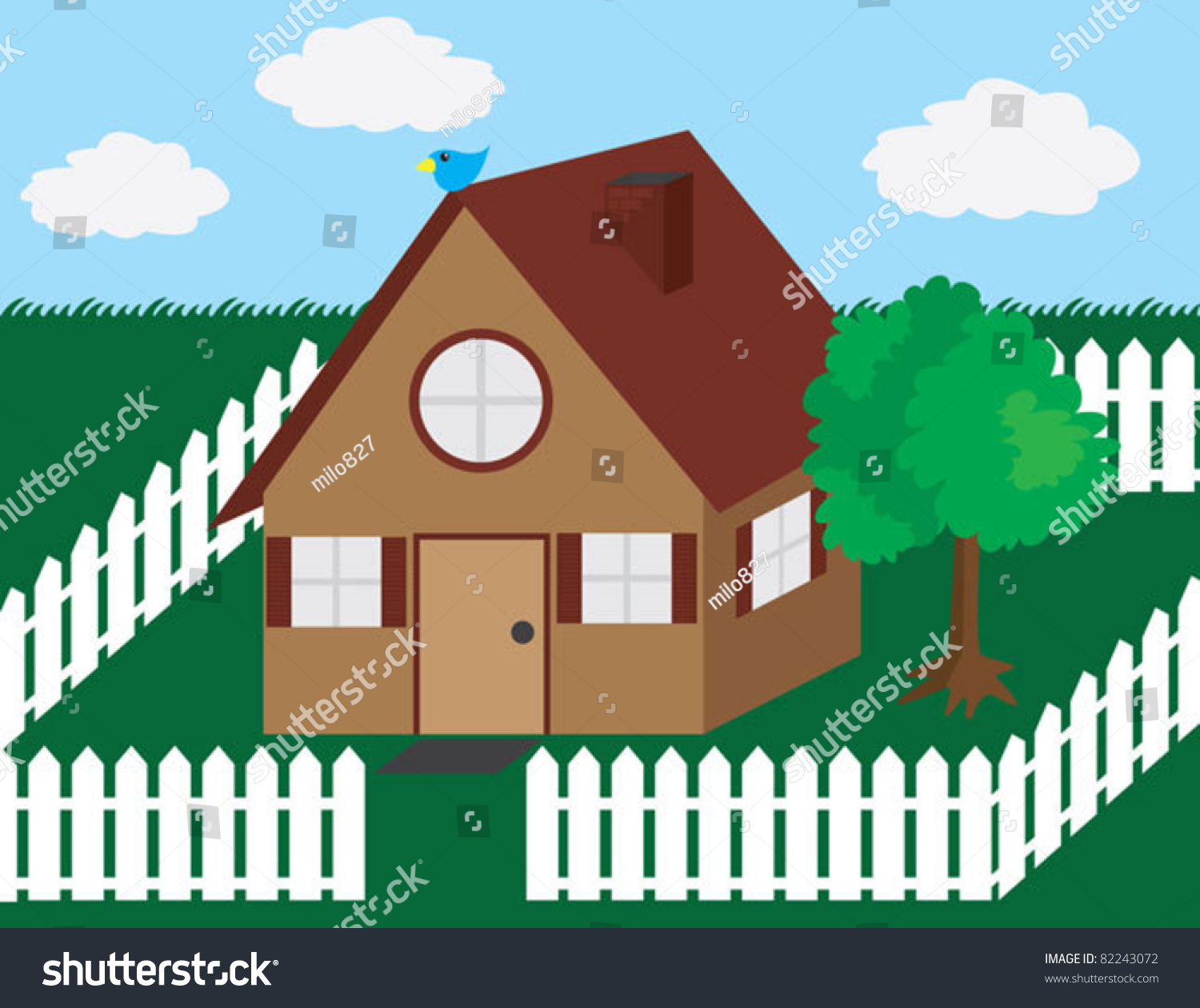 Срисуй домик с забором