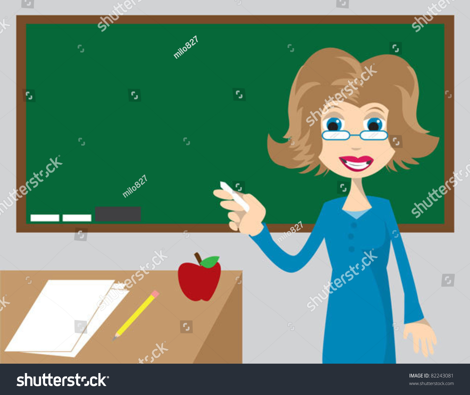 Teacher Pointing Chalkboard Stock Vector (Royalty Free) 82243081 ...