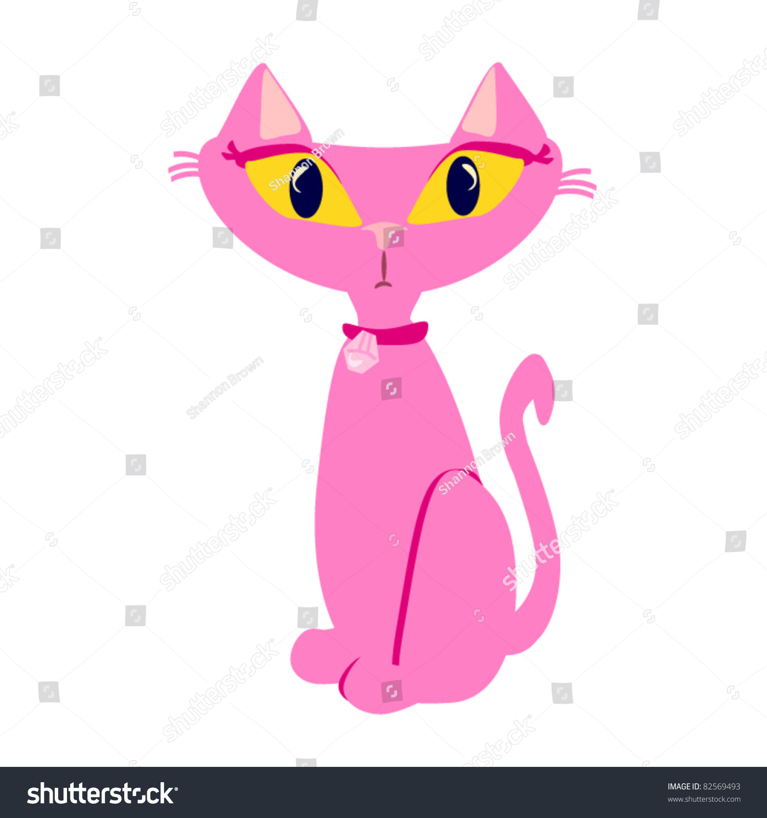 Мультяшная кошка розовый цвет