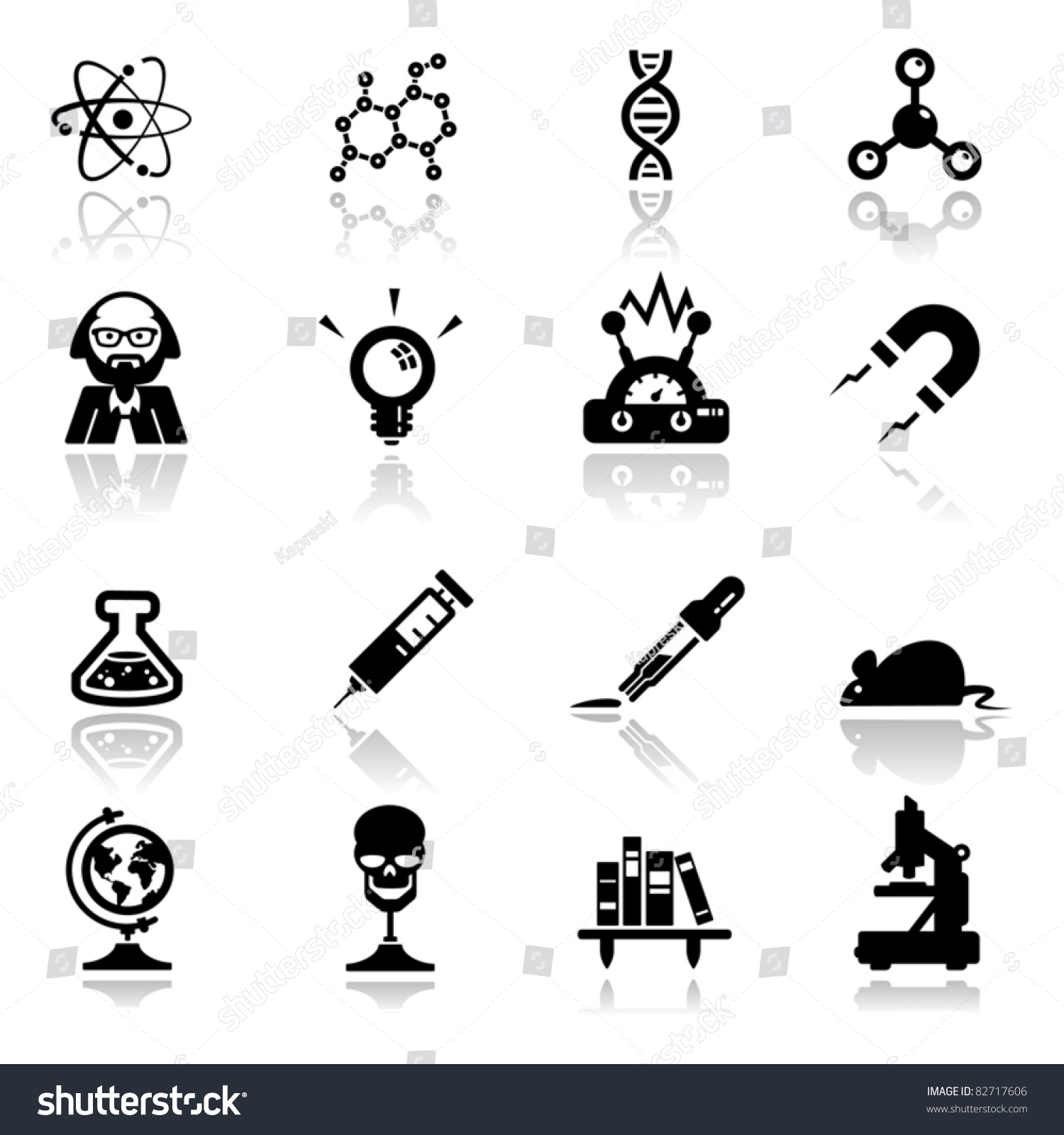 Icons Set Science Research Stock Vector (Royalty Free) 82717606 ...