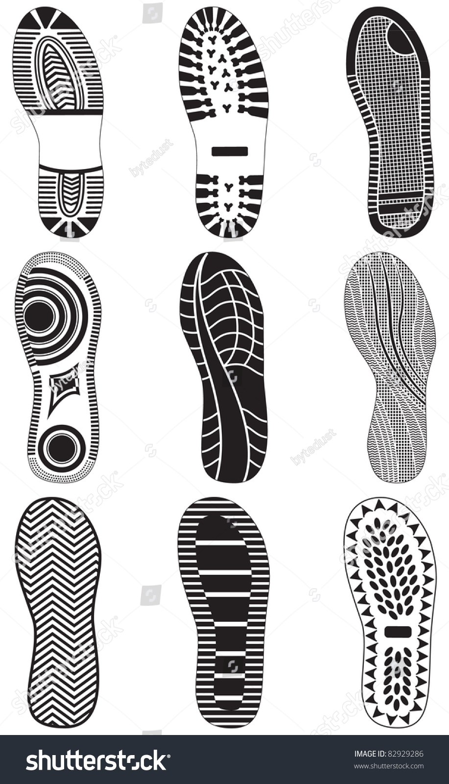 Vector Illustration Set Footprints All Vector Stock Vector (Royalty ...