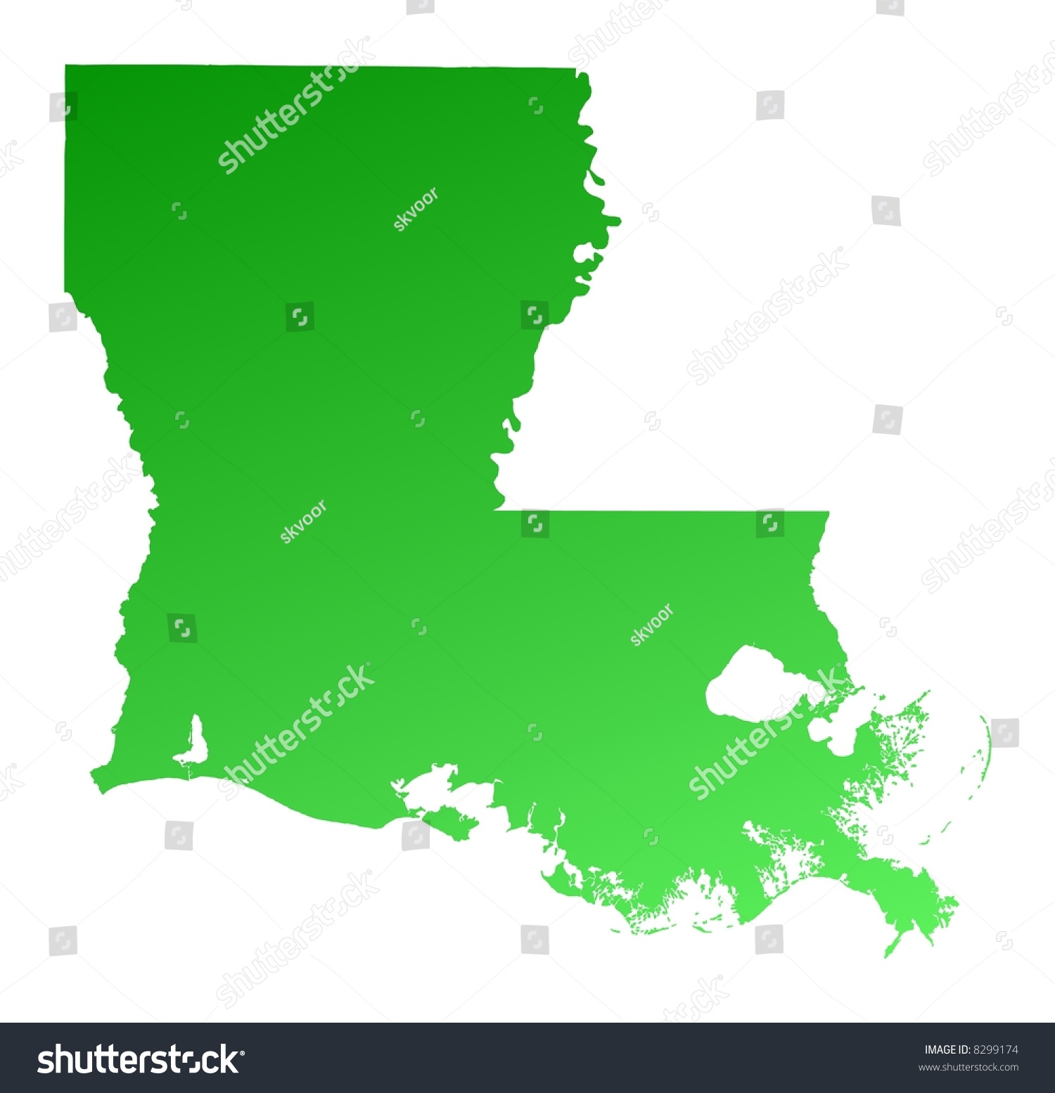 Green Gradient Louisiana Map Usa Detailed Stock Illustration 8299174 ...