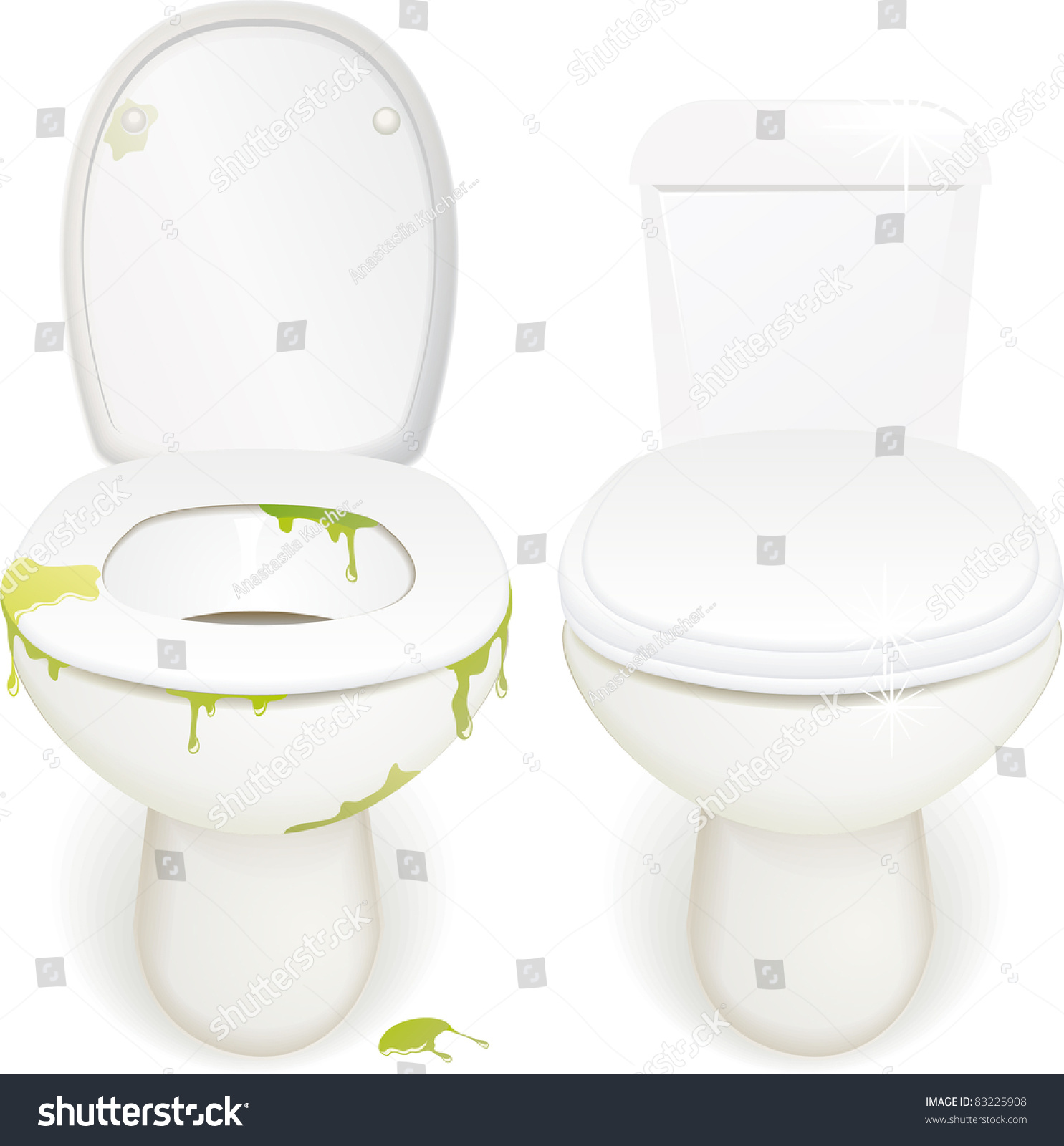 Photo Realistic Dirty Clean Toilets Stock Vector (Royalty Free ...