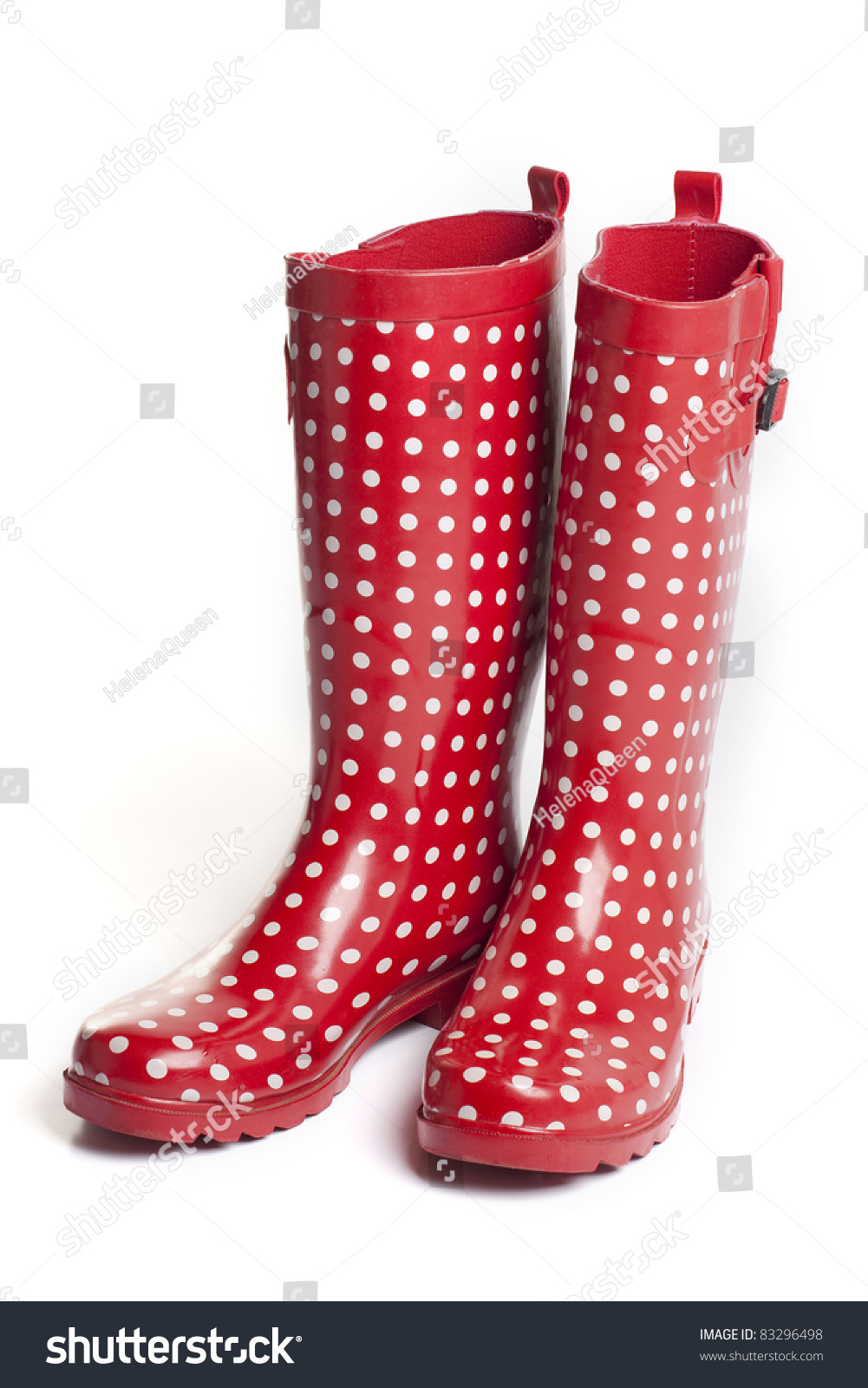 red polka dot rain boots