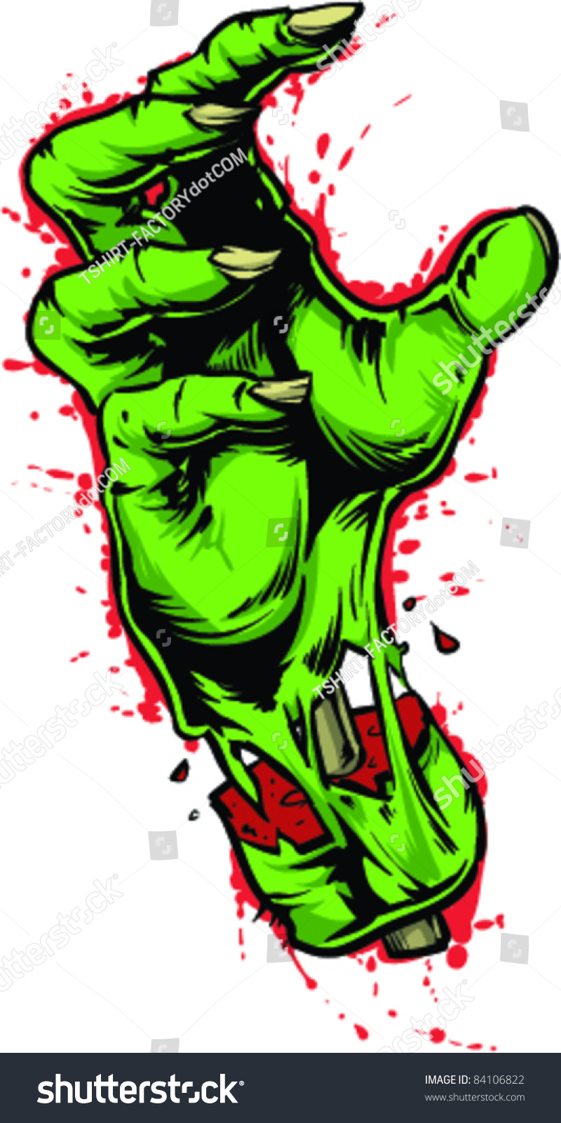 Рука зомби на зелёном фоне