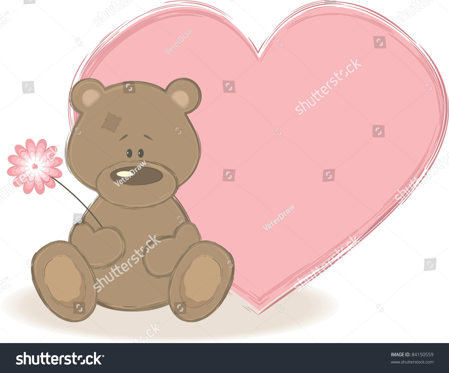 Teddy Bear Big Heart Vector Illustration Stock Vector (Royalty Free ...