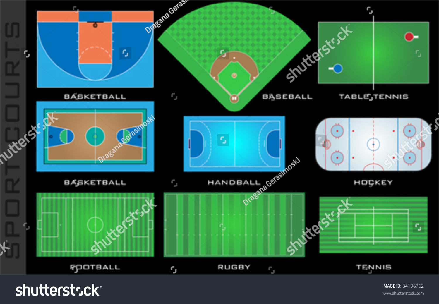 Sport Courts Vector Stock Vector (Royalty Free) 84196762 | Shutterstock