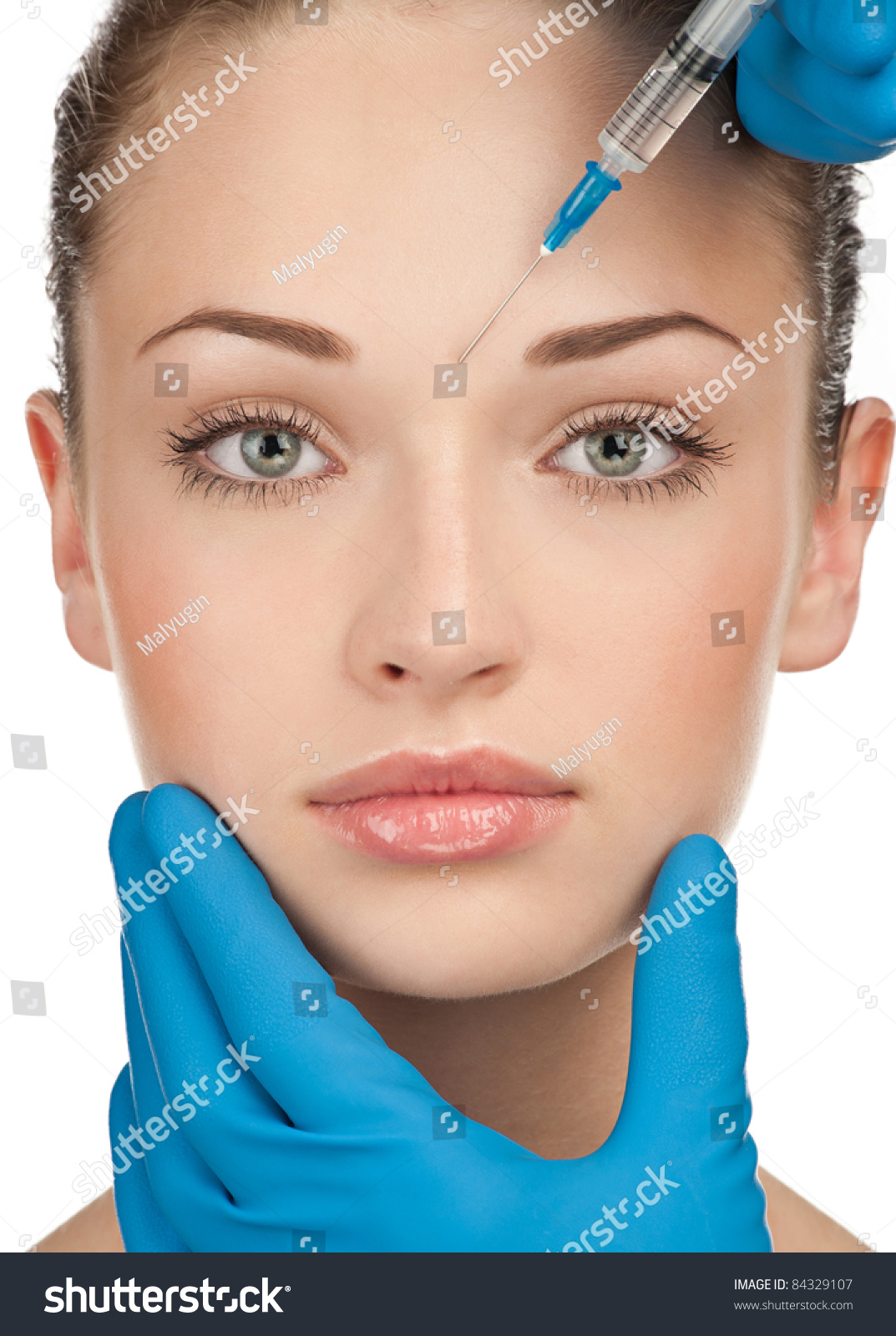 Cosmetic Injection Pretty Female Face Isolated Stock Photo 84329107 ...