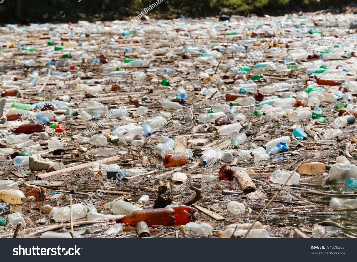 Plastic Bottles Floating On Water Surface Stock Photo 84379363 ...