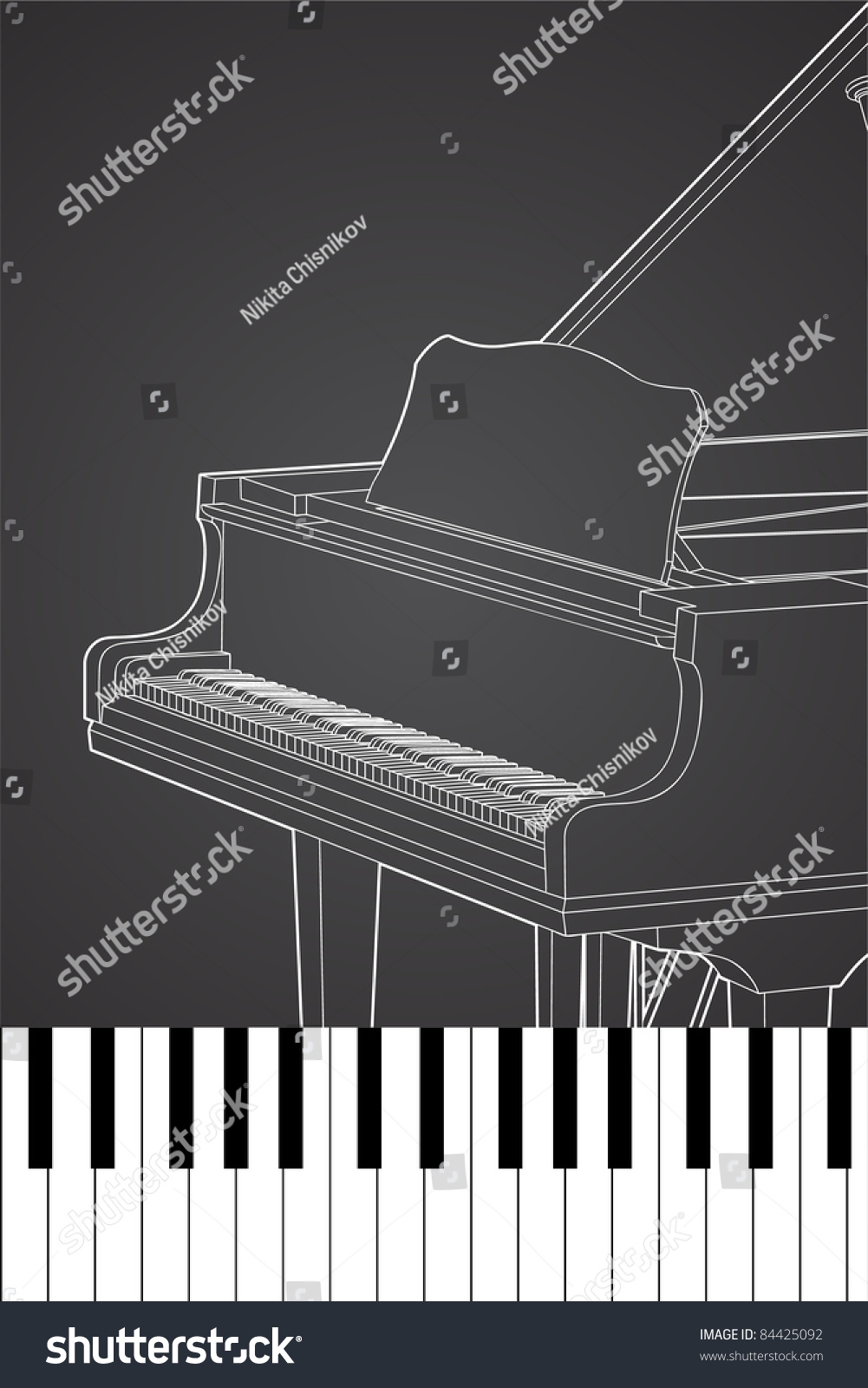 Vector Piano On Black Background Illustration Stock Vector (Royalty ...