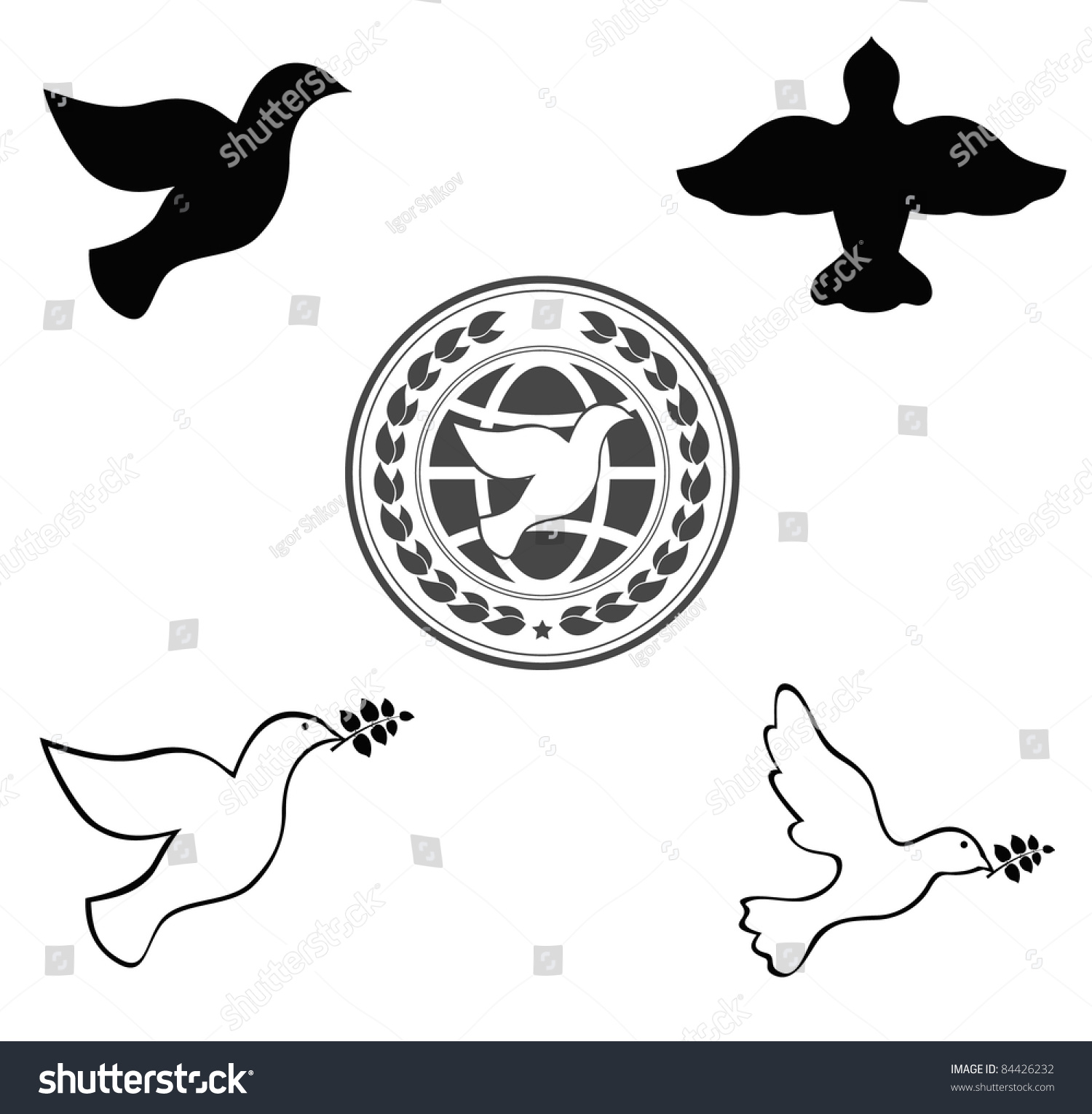 Dove Emblem Set Stock Vector (Royalty Free) 84426232 | Shutterstock