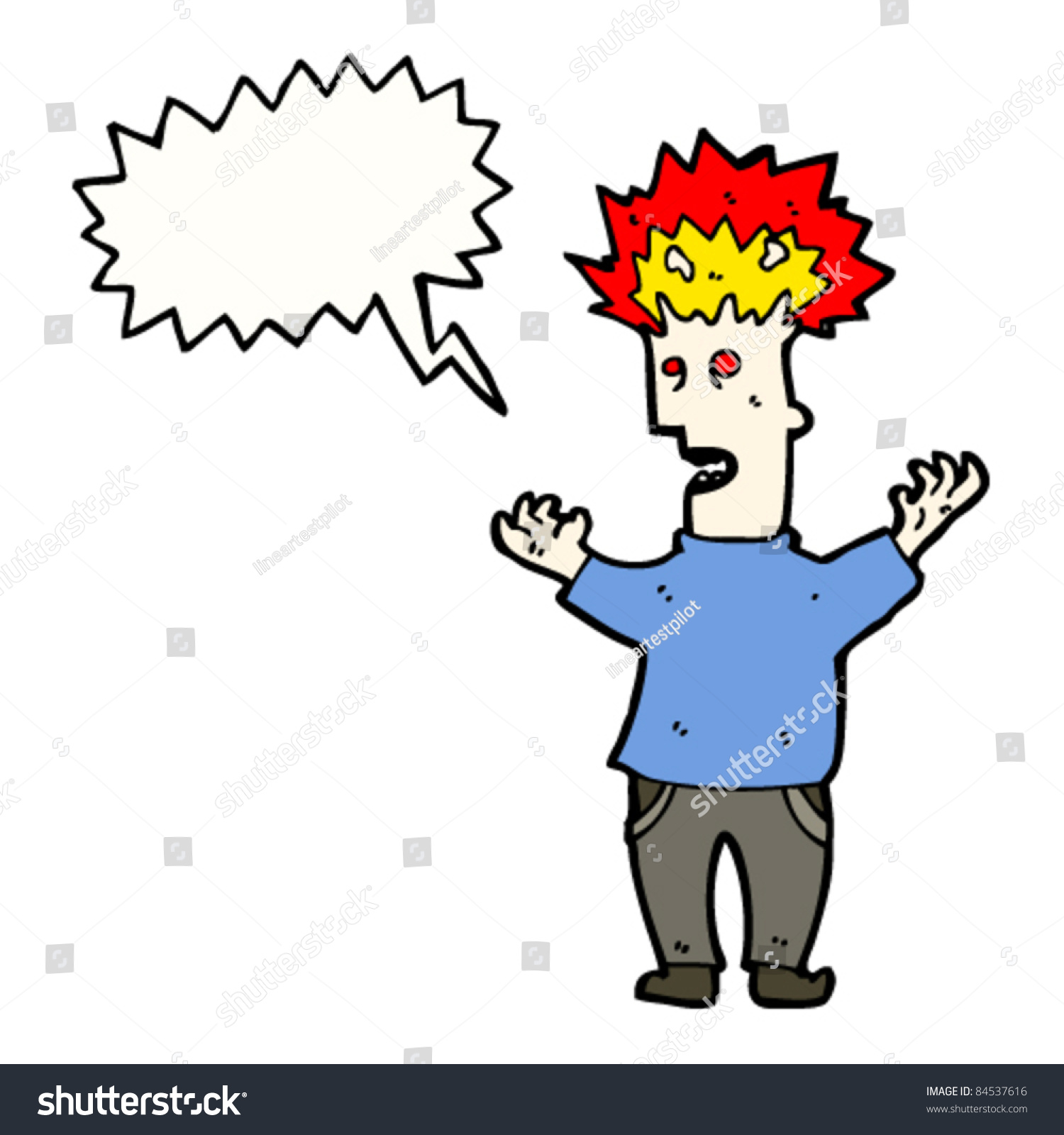 Cartoon Exploding Stress Head Man: стоковая векторная графика (без лицензио...