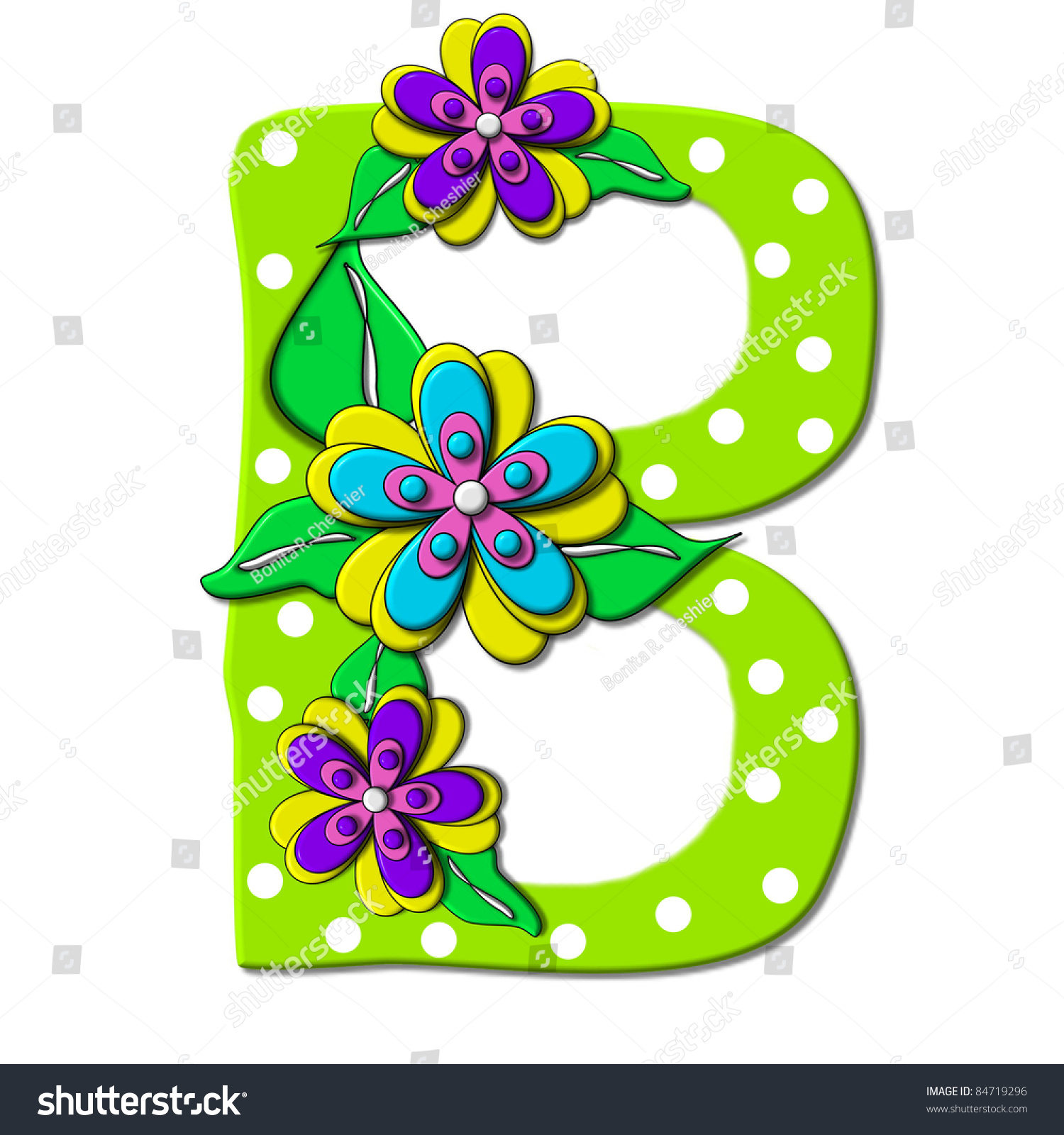 B Alphabet Set Bright Floral Decorated: Ilustración De Stock 84719296 ...